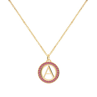 Collier avec pierre de naissance de juillet et diamants en rubis ronds de 0,75 ct