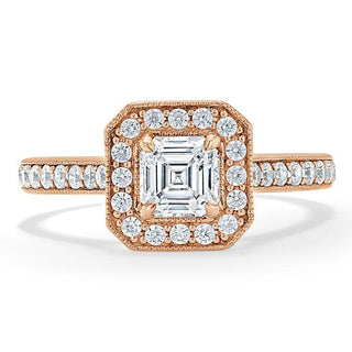 Bague de fiançailles halo en moissanite de forme Asscher de 1,05 ct