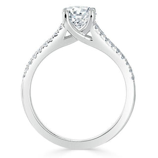 Bague de fiançailles en moissanite avec solitaire taille Asscher de 1,0 ct et monture à tige fendue