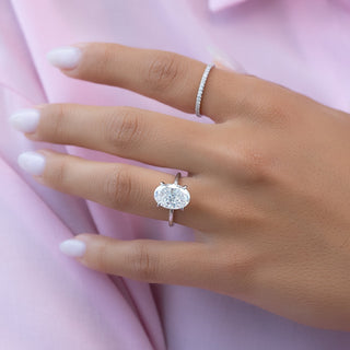 Bague de fiançailles avec diamant solitaire CVD taille ovale de 1,0 à 3,0 ct