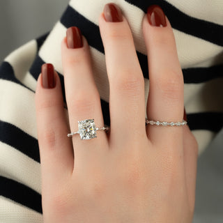 2.0 - 4.0 CT Elongated Cushion Cut CVD Diamond Hidden Halo & Dainty Style Engagement Ring