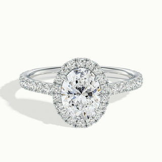 1.50CT Oval Cut Halo Diamond Moissanite Pave Engagement Ring