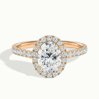 Bague de fiançailles avec diamants taille ovale et moissanite pavée de 1,50 ct