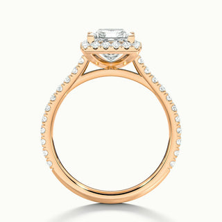 Bague de fiançailles avec diamants taille princesse halo pavé de moissanite de 1,50 ct