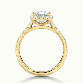 Bague de fiançailles avec diamants taille princesse halo pavé de moissanite de 1,50 ct