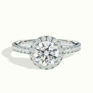 Bague de fiançailles en moissanite avec diamant halo taille ronde de 1,50 ct