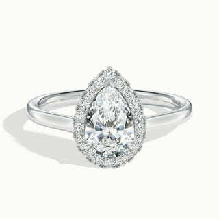 Bague de fiançailles avec halo de diamants en moissanite taille poire de 2,0 ct