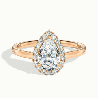 Bague de fiançailles avec halo de diamants en moissanite taille poire de 2,0 ct