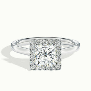 Bague de fiançailles en moissanite avec halo de diamants taille princesse de 1,50 ct