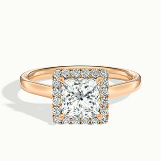 Bague de fiançailles en moissanite avec halo de diamants taille princesse de 1,50 ct