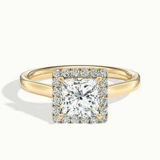 Bague de fiançailles en moissanite avec halo de diamants taille princesse de 1,50 ct