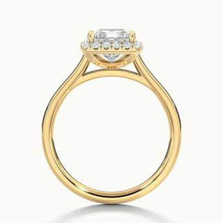 Bague de fiançailles en moissanite avec halo de diamants taille princesse de 1,50 ct