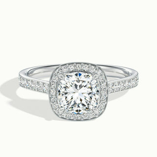 Bague de fiançailles en moissanite avec diamants taille coussin sertis en canal pavé de 1,50 ct