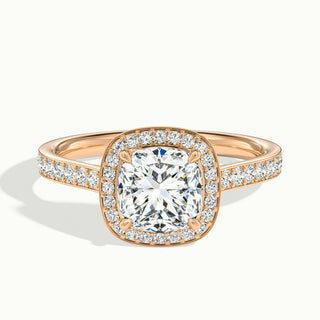 Bague de fiançailles en moissanite avec diamants taille coussin sertis en canal pavé de 1,50 ct