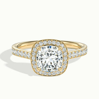 Bague de fiançailles en moissanite avec diamants taille coussin sertis en canal pavé de 1,50 ct