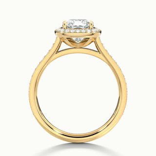 Bague de fiançailles en moissanite avec diamants taille coussin sertis en canal pavé de 1,50 ct