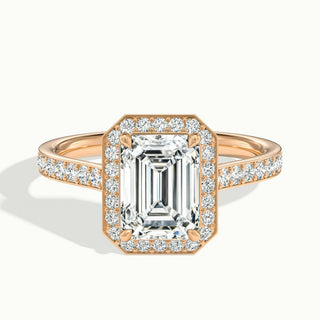 Bague de fiançailles avec halo de diamants en moissanite taille émeraude de 1,50 ct