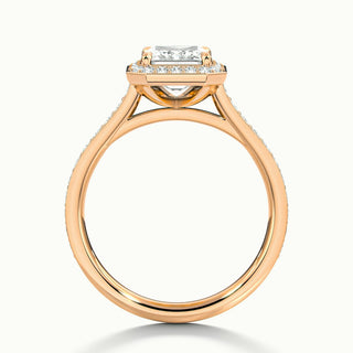 Bague de fiançailles en moissanite avec halo de diamants taille émeraude de 1,50 ct et sertissage en canal