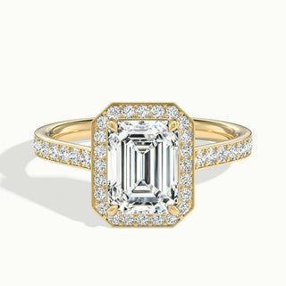 1.50CT Emerald Cut Moissanite Halo Diamond Engagement Ring