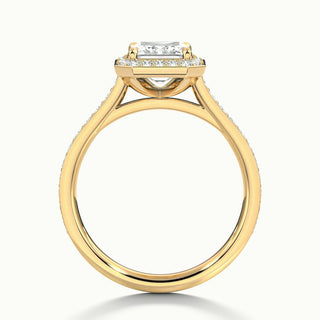 Bague de fiançailles avec halo de diamants en moissanite taille émeraude de 1,50 ct