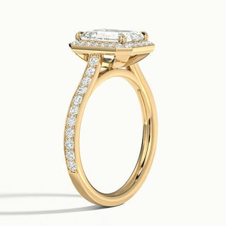 Bague de fiançailles avec halo de diamants en moissanite taille émeraude de 1,50 ct