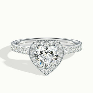 Bague de fiançailles en forme de cœur avec diamants halo sertis en canal et moissanite de 2,0 ct