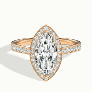 2.0CT Marquise Cut Diamond Channel Set Halo Moissanite Engagement Ring