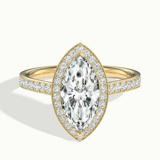 Bague de fiançailles en moissanite halo sertie de diamants taille marquise de 2,0 ct