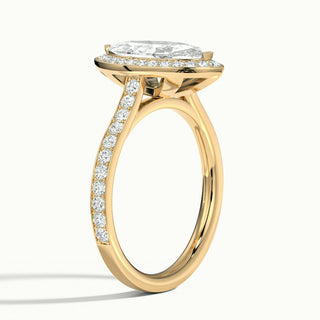 Bague de fiançailles en moissanite halo sertie de diamants taille marquise de 2,0 ct