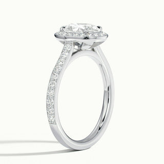 Bague de fiançailles en diamants à taille ovale sertis en canal pavés de moissanite de 2,0 ct