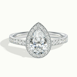 Bague de fiançailles avec diamant halo taille poire et moissanite de 1,0 ct