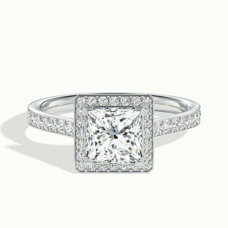 2.0CT Princess Cut Channel Set Pave Moissanite Diamond Engagement Ring