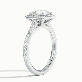 2.0CT Princess Cut Channel Set Pave Moissanite Diamond Engagement Ring