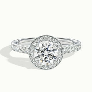 2.0CT Round Cut Moissanite Channel Set Halo Diamond Engagement Ring