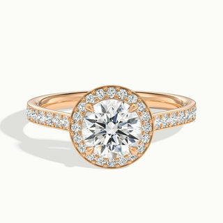 Bague de fiançailles avec diamant halo serti canal et moissanite à taille ronde de 2,0 ct