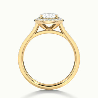 Bague de fiançailles avec diamant halo serti canal et moissanite à taille ronde de 2,0 ct