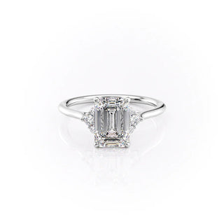 Anillo de compromiso con diamantes CVD en racimo con esmeralda F/VS1 de 1,50 CT-3,50 CT