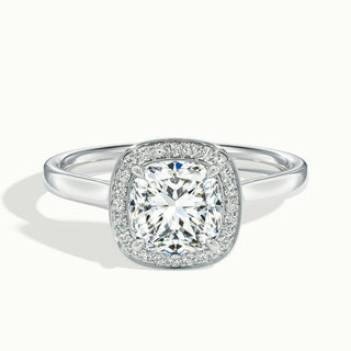 Bague de fiançailles en moissanite avec halo de diamants taille coussin de 1,50 ct et serti canal