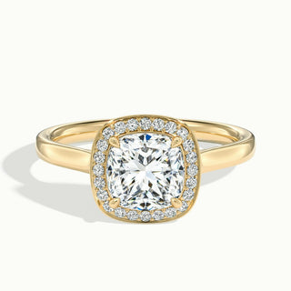 Bague de fiançailles en moissanite avec halo de diamants taille coussin de 1,50 ct et serti canal