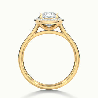 Bague de fiançailles en moissanite avec halo de diamants taille coussin de 1,50 ct et serti canal