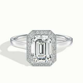 1.50CT Emerald Cut Halo Moissanite Diamond Engagement Ring