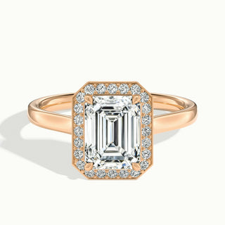 Bague de fiançailles avec diamant halo en moissanite taille émeraude de 1,50 ct