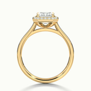 Bague de fiançailles avec diamant halo en moissanite taille émeraude de 1,50 ct