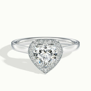 2.0CT Heart Shape Diamond Channel Set Halo Moissanite Engagement Ring