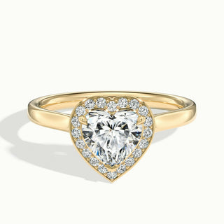 Bague de fiançailles en moissanite halo sertie de diamants en forme de cœur de 2,0 ct