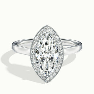 Bague de fiançailles avec halo de diamants taille marquise et moissanite de 2,0 ct