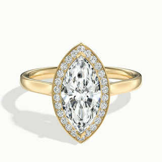 Bague de fiançailles avec halo de diamants taille marquise et moissanite de 2,0 ct