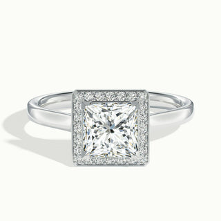 Bague de fiançailles avec diamants Moissanite taille princesse 2,0 ct sertis en canal halo