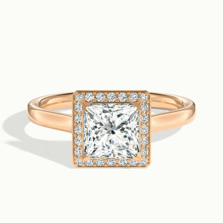 Bague de fiançailles avec diamants Moissanite taille princesse 2,0 ct sertis en canal halo