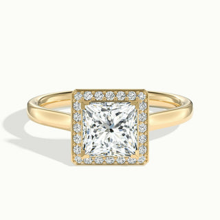 Bague de fiançailles avec diamants Moissanite taille princesse 2,0 ct sertis en canal halo